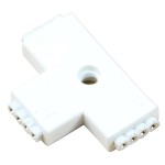 Female connector for RGB led strips, with 4 pins and 3 ports - T form